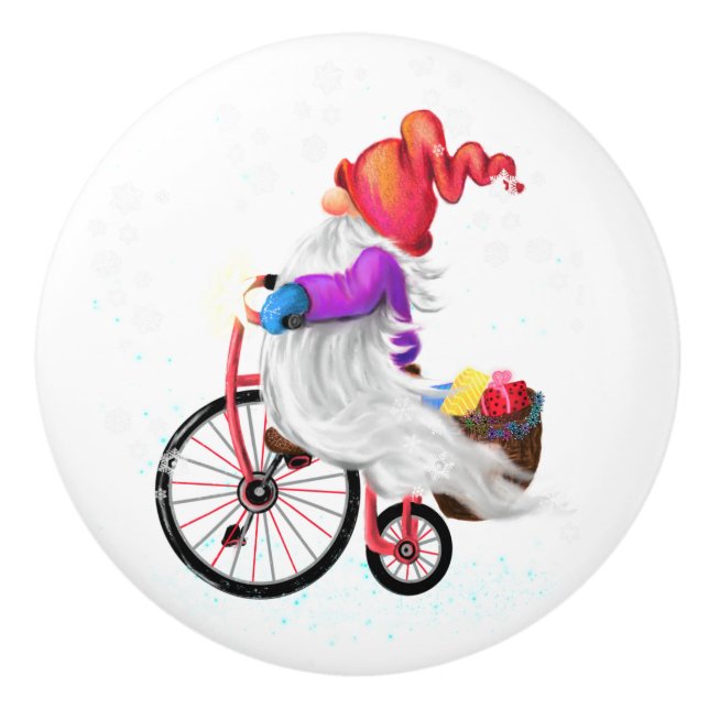 Weihnachts-Gnome-Keramik Keramikknauf (Vorderseite)