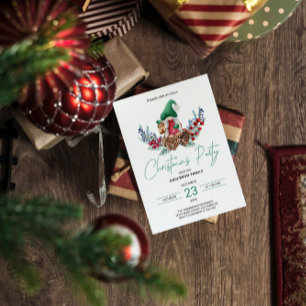 Weihnachts-Gnome & Kiefernzapfen Einladung
