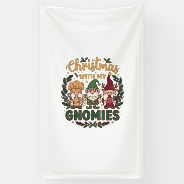 Weihnachts-Gnome Lichterkette Zuckerstange Banner (Vertikal)