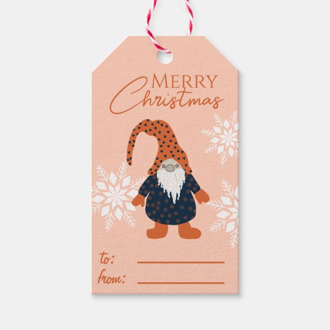 Weihnachts-Gnome mit individuellem Namen Geschenkanhänger (Vorderseite)