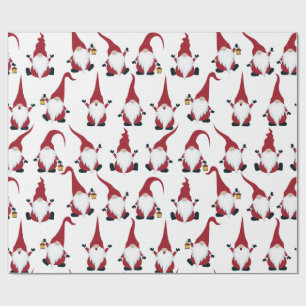 Weihnachts-Gnome mit Laternen-Wasserfarbe Urlaub Geschenkpapier