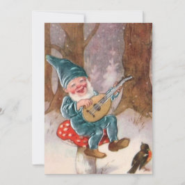 Weihnachts-Gnome Musik zum Vogel Feiertagskarte