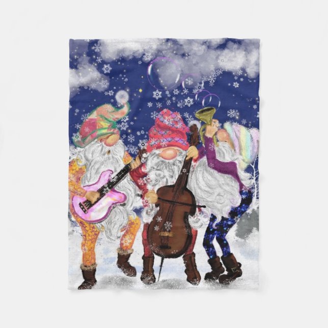 Weihnachts-Gnome-Musikband Fleece Blanket (Vorderseite)