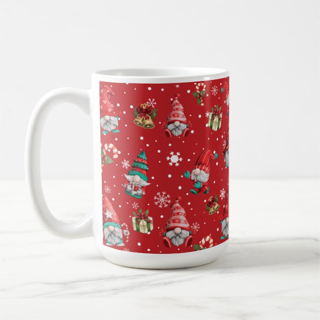 Weihnachts-Gnome-Muster 15 oz Klassische Tasse (Links)