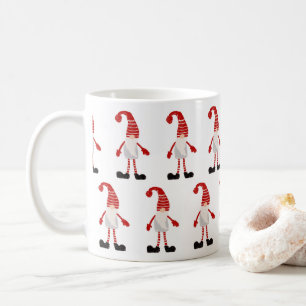 Weihnachts Gnome Nordic Muster Red Grau Weiß Kaffeetasse