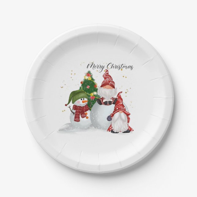 Weihnachts-Gnome Pappteller (Vorderseite)