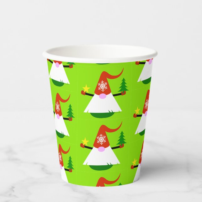 Weihnachts-Gnome-Party Pappbecher (Vorderseite)