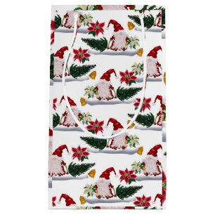 Weihnachts-Gnome, Poinsettie und Glocken Kleine Geschenktüte