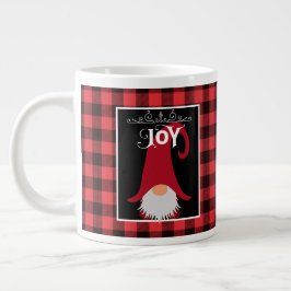 Weihnachts Gnome Red & Black Buffalo Kariert Custo Jumbo-Tasse