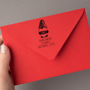 Weihnachts-Gnome-Rücksendeadresse Gummistempel