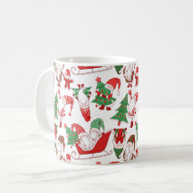 Weihnachts-Gnome & Schlitten All-Over-Muster