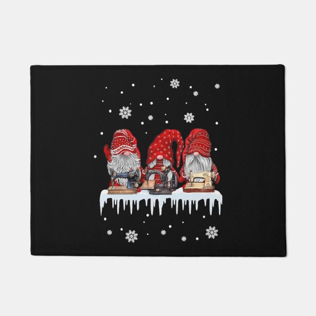 Weihnachts-Gnome Shirt Rote Nomenklatur Nähmaschin Fußmatte (Vorderseite)