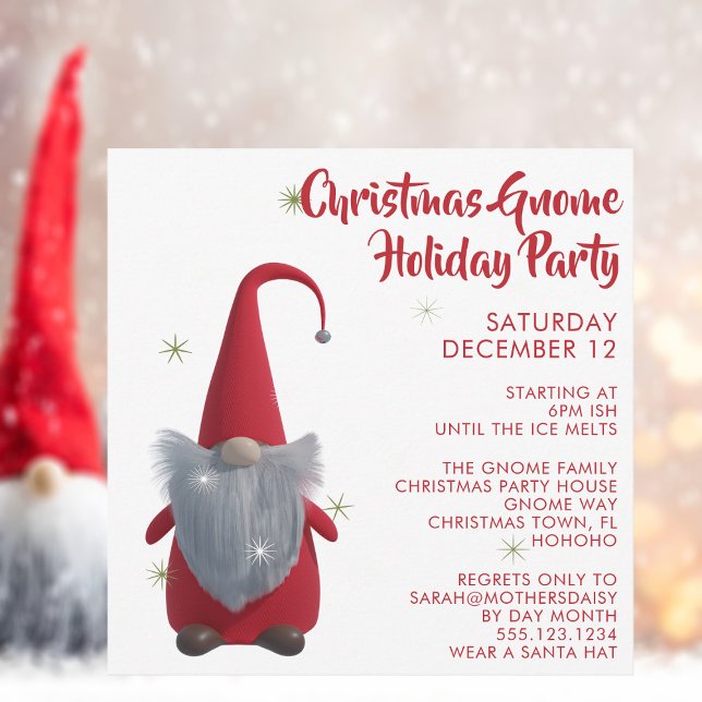 Weihnachts Gnome Snowflake Feiertag Einladung (Gnome party? Need invitations for that? Just add your party details)