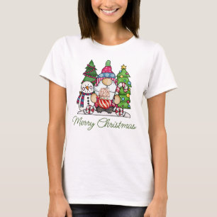 Weihnachts-Gnome Snowman Graphic Print T-Shirt, Ur T-Shirt