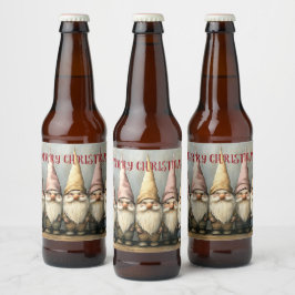  Weihnachts-Gnome Spitzhüte langer Bart Bierflaschenetikett