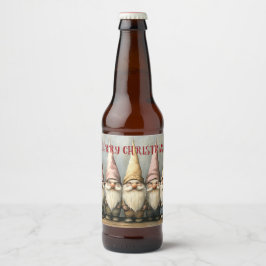  Weihnachts-Gnome Spitzhüte langer Bart Bierflaschenetikett