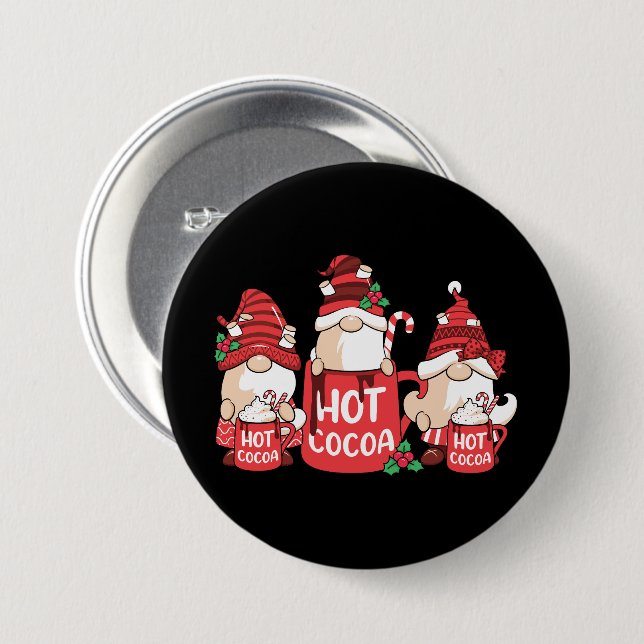 Weihnachts-Gnome und heiße Kakao Button (Vorne & Hinten)