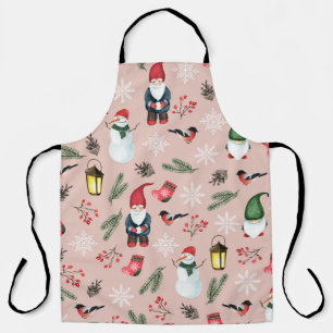 Weihnachts-Gnome Wasserfarbe Nahtloses Muster Schürze