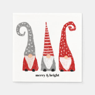 Weihnachts-Gnome Weihnachten Rot Grau Weiß Benutze Serviette