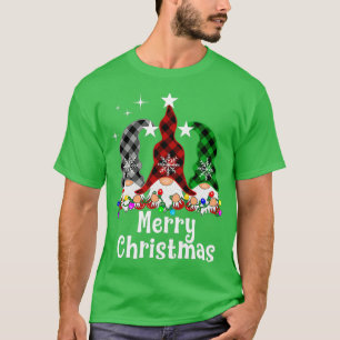 Weihnachts Gnome Weihnachtsleuchten Buffalo Karier T-Shirt