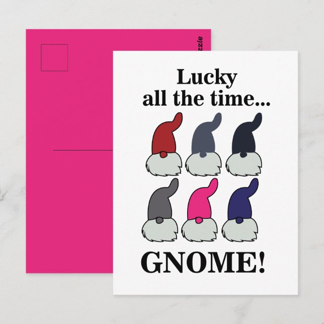 Weihnachts-Gnome Xmas Glückspilz Postkarte (Vorne/Hinten)