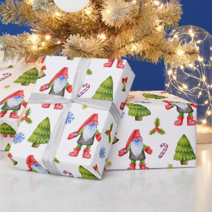 Weihnachts-Gnome, Zuckerstangen, Bäume, Dekoration Geschenkpapier