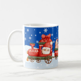 Weihnachts-Gnome-Zug mit Nachthimmel und Schneeflo Kaffeetasse