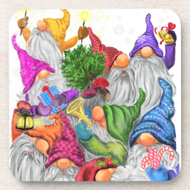 Weihnachts-Gnomes Getränke Coaster Geschenk Getränkeuntersetzer (Vorderseite)