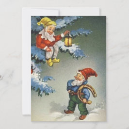 Weihnachts-Gnomes Holding a Horseshoe Feiertagskarte