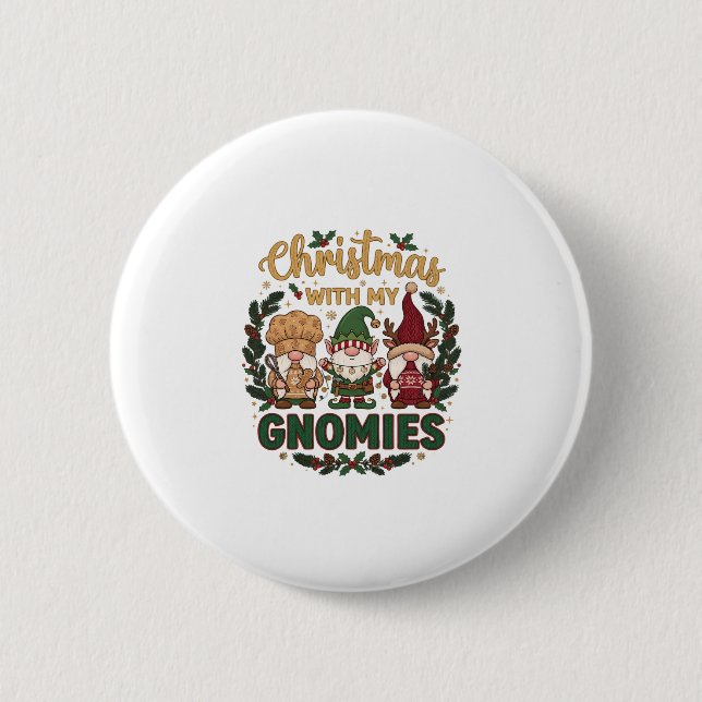 Weihnachts-Gnomes-Lichterkette Zuckerstange Button (Vorderseite)