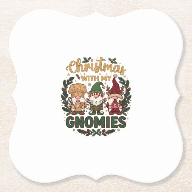 Weihnachts-Gnomes-Lichterkette Zuckerstange Untersetzer (Vorderseite)