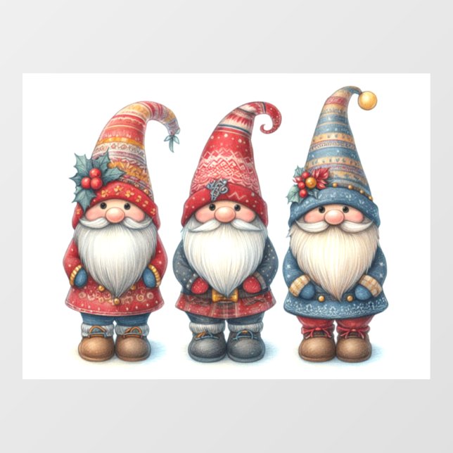 Weihnachts-Gnomes-Trio-Fensterheber Fensteraufkleber (Blatt)