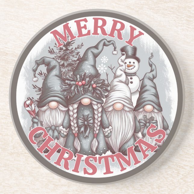 Weihnachts-Gnomes-Untersetzer Getränkeuntersetzer (Vorne)