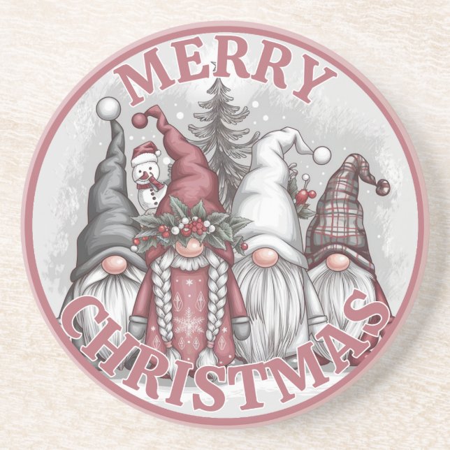 Weihnachts-Gnomes-Untersetzer Getränkeuntersetzer (Vorne)