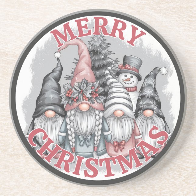 Weihnachts-Gnomes-Untersetzer Getränkeuntersetzer (Vorne)