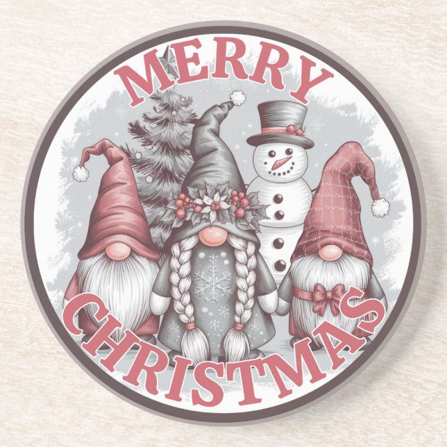 Weihnachts-Gnomes-Untersetzer Getränkeuntersetzer (Vorne)