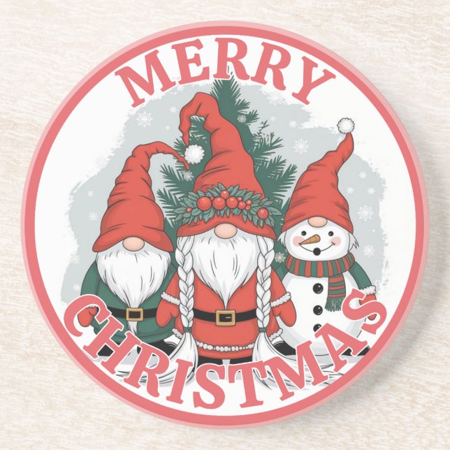 Weihnachts-Gnomes-Untersetzer Getränkeuntersetzer (Vorne)