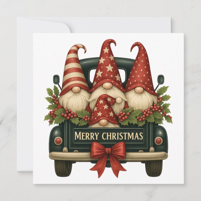 Weihnachts-Gnomes-Weihnachtskarte Feiertagskarte (Vorderseite)