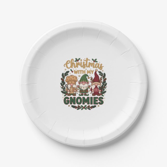 Weihnachts-Gnomi-Lichterkette Zuckerstange Pappteller (Vorderseite)