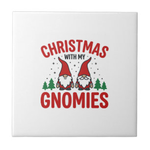 Weihnachts-Gnomies-Feiertags-Gnom-Design Fliese