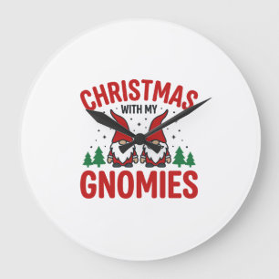 Weihnachts-Gnomies-Feiertags-Gnom-Design Große Wanduhr