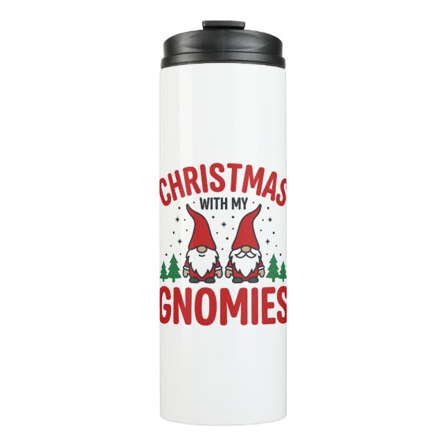 Weihnachts-Gnomies-Feiertags-Gnom-Design Thermosbecher (Vorderseite)