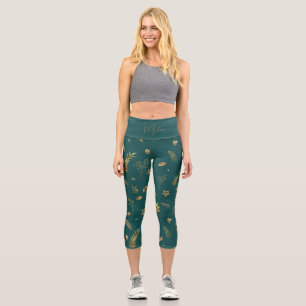 Weihnachts Gold Arch Moderner Grüner Winter Capri Leggings