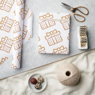 Weihnachts Gold Bow Geschenkmuster Weiß Geschenkpapier