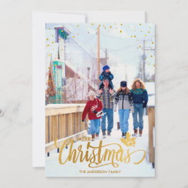 Weihnachts Gold Family Custom Foto Card Feiertagskarte