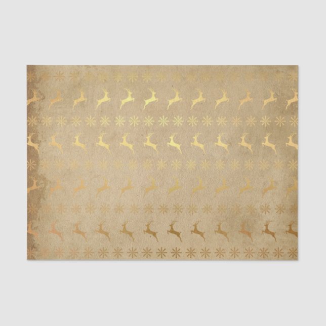Weihnachts-Gold-Foil-Rentier und Schneeflocke Seidenpapier (Vorderseite)