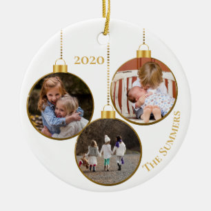 Weihnachts-Gold-Foto Keramik Ornament