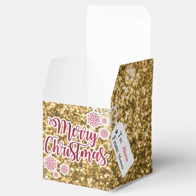 Weihnachts-Gold-Glitzer Geschenkschachtel (Geöffnet)