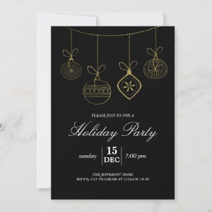 Weihnachts-Gold-Glitzer-Ornamente Feiertag Party Einladung