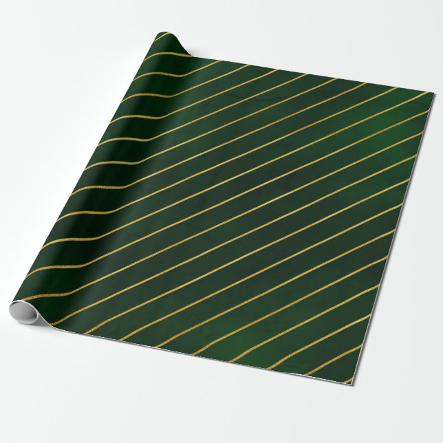 Weihnachts Gold Green Diagonal Stripes Muster Gesc Geschenkpapier (Ungerollt)